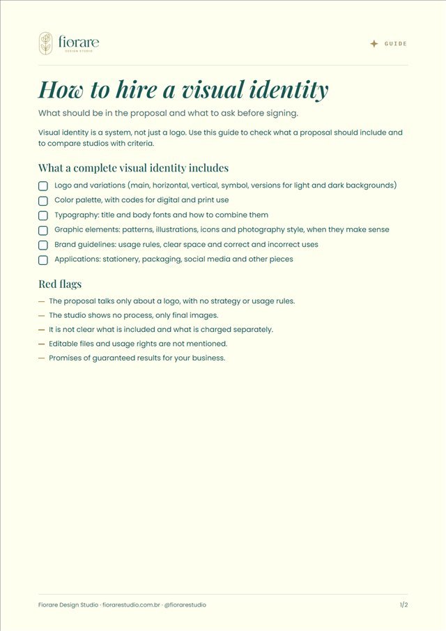 PDF cover: Guide: how to hire a visual identity