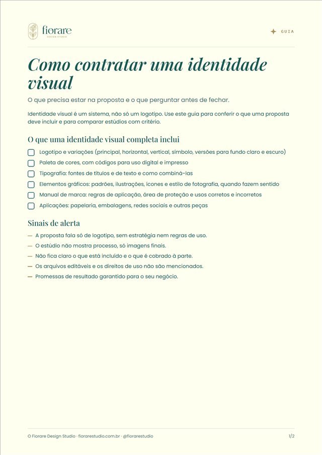 Capa do PDF: Guia: como contratar uma identidade visual